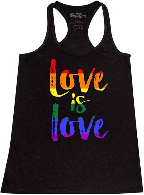 Amazon Com Shop4ever Love Is Love Women S Racerback Gay Pride Tank
