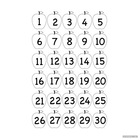Printable Number Chart 1 To 30