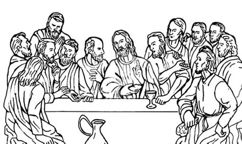 Jesus Christ With 12 Disciples Last Supper Coloring Page Jesus Christ