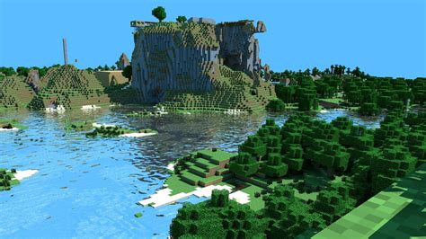 Download Body Of Water In Minecraft Landscape Wallpaper