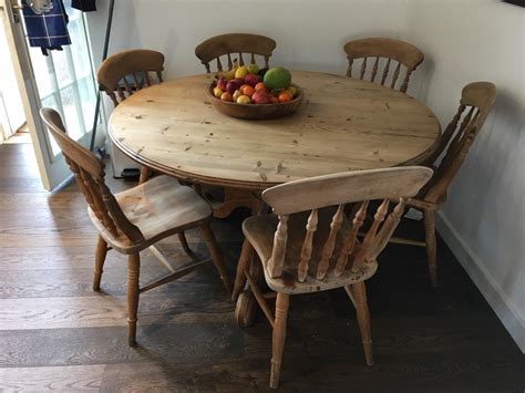 6 Seater Round Pine Dining Table And 6 Chairs In Kings Lynn Norfolk