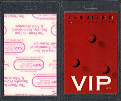 Rush Laminated Backstage Pass From The Hold Your Fire Tour