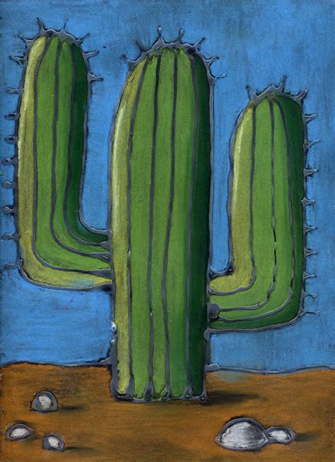 Pastel Cactus Drawing Art Projects For Kids
