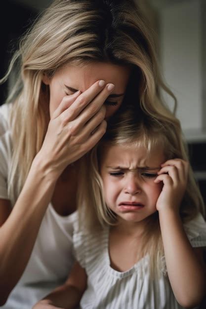 Premium Ai Image Cropped Shot Of A Mother Rubbing Her Daughter S Hair While She Cries