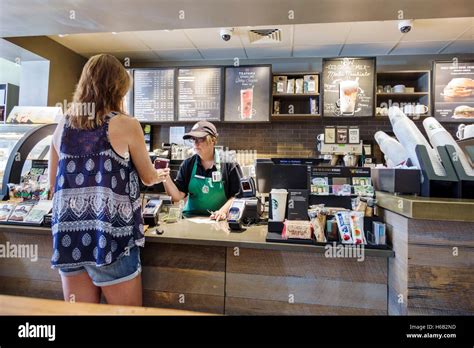 Florida,South,Ormond Beach,Starbucks Coffee,interior inside,counter
