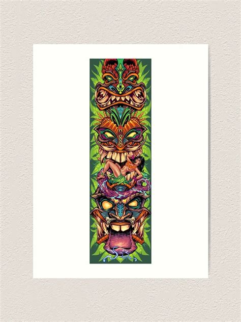 Tiki Totem Art Print By Flylanddesigns Redbubble