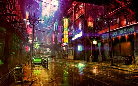 1680x1050 Futuristic City Cyberpunk Neon Street Digital