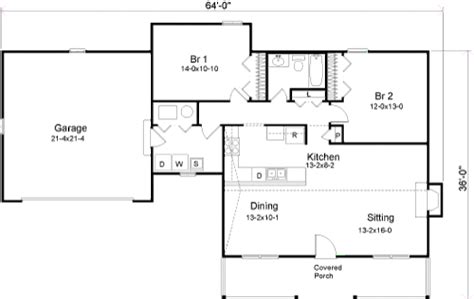 Ranch Style House Plan 2 Beds 1 Baths 1144 Sqft Plan 22 506