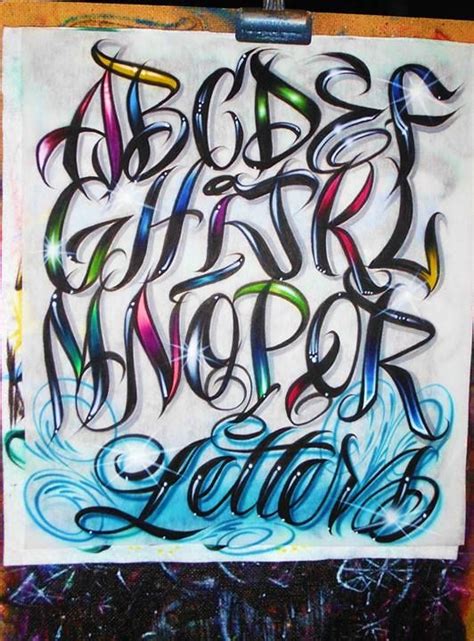 Airbrush Lettering Font Multi Colored Script Caps Graffiti