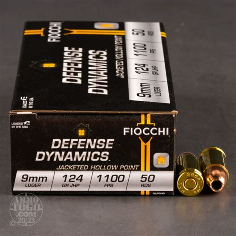 9mm Luger 9x19 Ammo 50 Rounds Of 124 Grain Jacketed Hollow Point