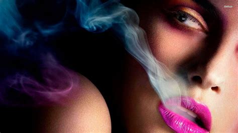 Face Smoking Girl Sensuality Lips Lipstick Wallpapers Hd