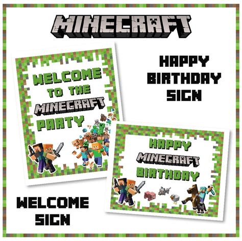 Minecraft Printable Birthday Party Invitation And Printable Pers