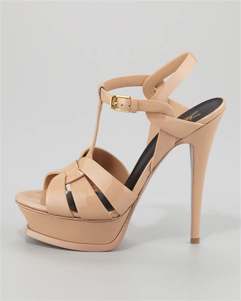 lyst saint laurent tribute patent leather platform sandal in natural