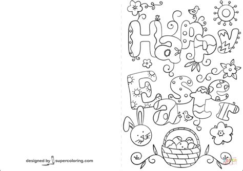 Happy Easter Doodle Card Coloring Page Free Printable Coloring Pages