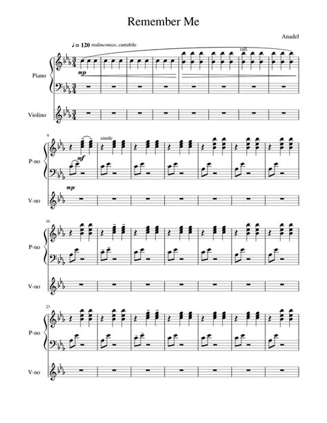 Remember Me Sheet Music For Piano Violin Download Free In Pdf Or