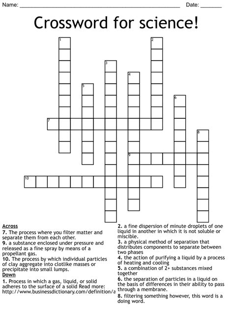 Crossword For Science Wordmint