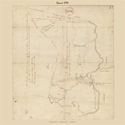 Dracut Massachusetts 1794 Old Town Map Reprint Roads Place Names