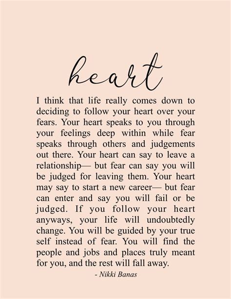 Trust Your Heart 85 X 11 Print Heart Quotes Soul Love Quotes
