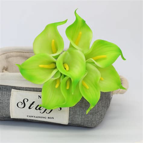 Lime Green Calla Lilies Real Touch Calla Lily Bouquet 9 Etsy