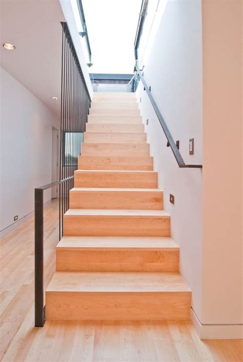 Simple Stair Design Comes With Wooden Combine With Black Stair And