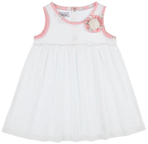 Maricruz Moda Infantil Vestido Niña Estampado Conejitos Blanco And Rosa
