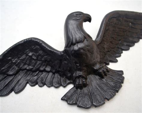 vintage cast metal eagle wall hanging black emig 328 etsy