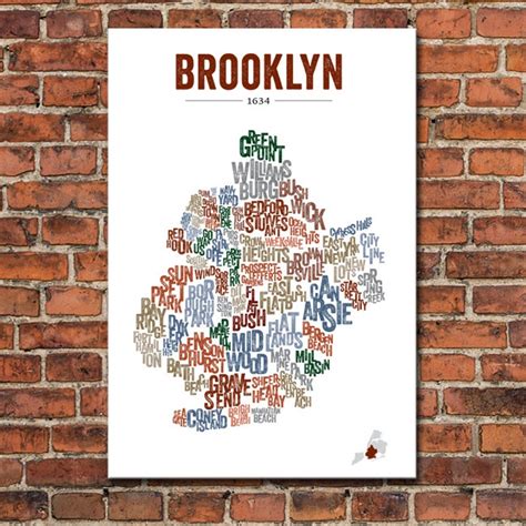 The Boroughs Of New York City Series Brooklyn Art Print Etsy
