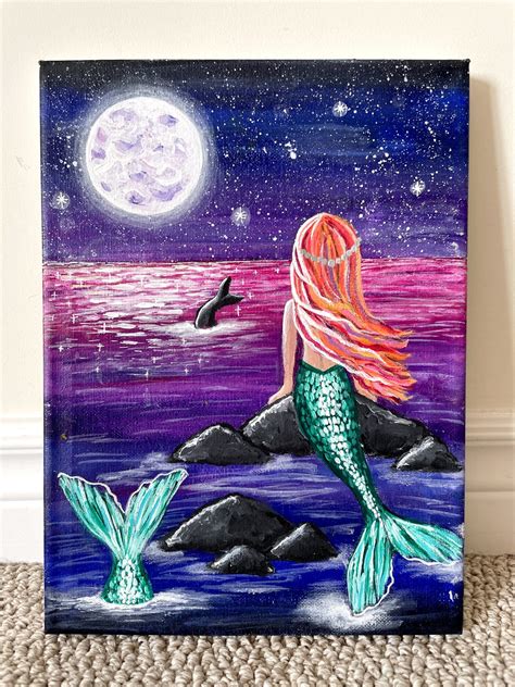 How To Paint A Mermaid And Mermaid Tail Easy Acrylic Painting Tutorial