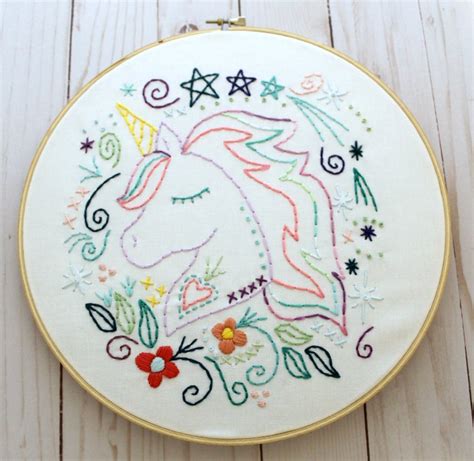 Unicorn Embroidery Pattern Hand Embroidery Pdf Pattern Etsy