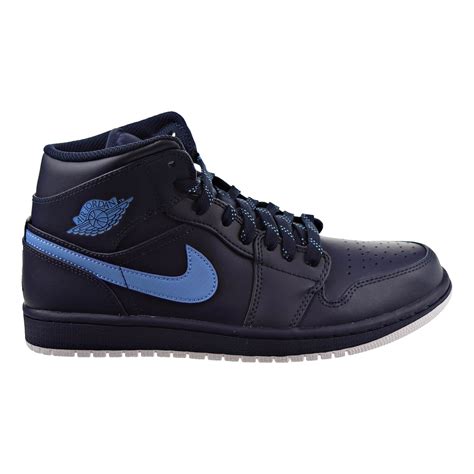 Air Jordan 1 Mid Mens Shoes Obsidianuniversity Blue White 554724 405