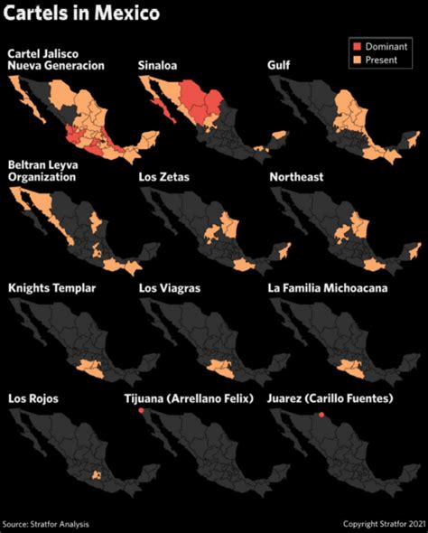 Drug Map In Mexico Where The Main Cartels Operate According To The Us