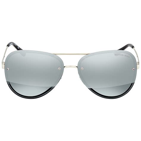 Michael Kors La Jolla Block Gunmetal Mirror Aviator Ladies Sunglasses