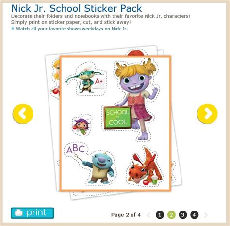 Printablesnick Jr School Stickersjhtml 1st
