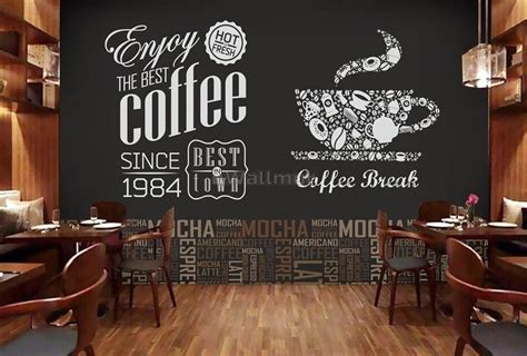 Coffee Mocha Typography Wallpaper Mural Coffee Shop Design Coffee