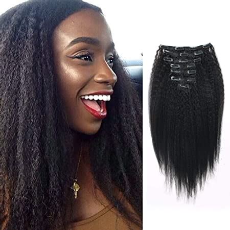 Amazon Com Better Length Hair Clip In Hair Extensions Kinky Straight Yaki Straight Kinky Curly