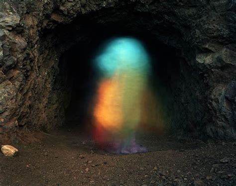 Abstract Long Exposure Photographs Of Colored Paper In A Cave