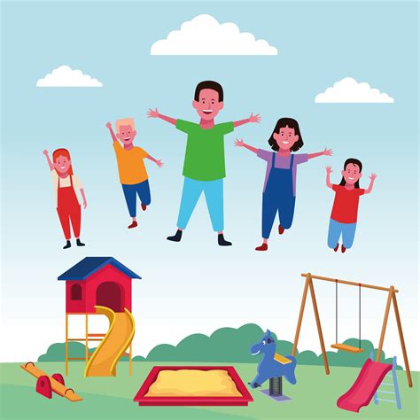 Children At The Playground 654710 Vector Art At Vecteezy