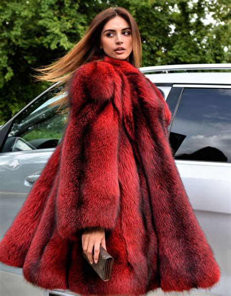 Warm Red And Black Fur Coat Zafall Black Fur Coat Fur Coat Fashion