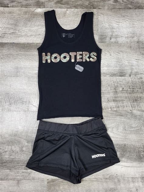 Rare Hooters Girl Uniform Camo Black Tank And Shorts  Gem