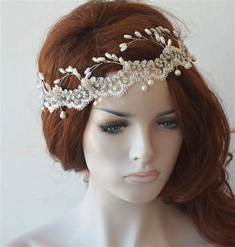 Wedding Headband Ivory Lace And Pearl Headpiece Pearl Bridal