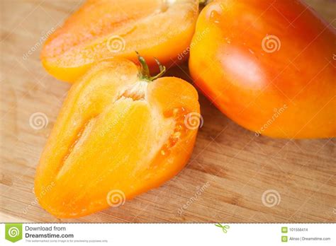Orange Oxheart Heirloom Tomatoes Stock Photo Image Of Farm Cuted