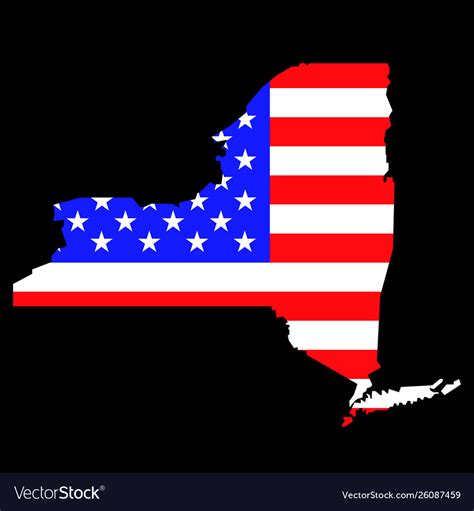 New York State Map With American National Flag Vector Image