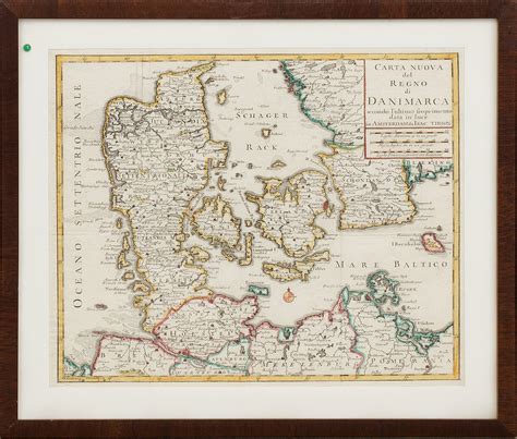 Map Copper Engraving Carta Nuova Del Regno Di Danimarca By Isaac
