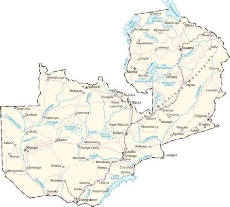 Zambia Map Cities And Roads GIS Geography