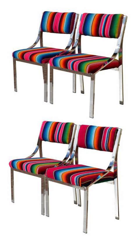 The maximum weight capacity of each chair is 135kg/297.6lb. Vintage Mexican Serape & Chrome Dining Chairs - Set of 4 ...