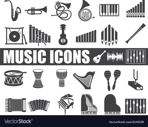 Music Icons Royalty Free Vector Image Vectorstock