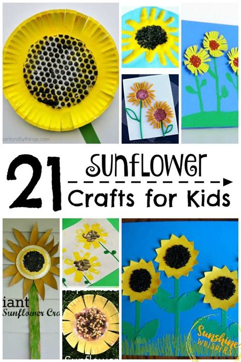 21 Happy Sunflower Crafts For Kids Sunflower Crafts Arts And Crafts