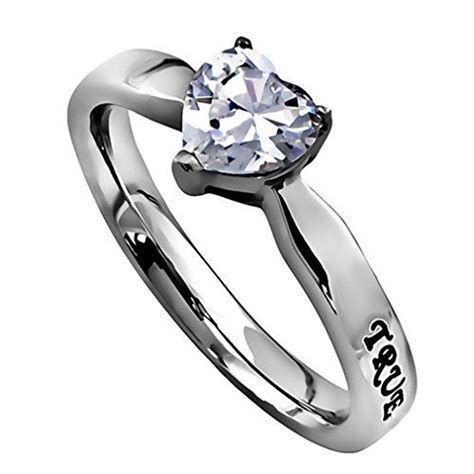 True Love Waits Purity Heart Ring Stainless Steel 1 Timothy 4