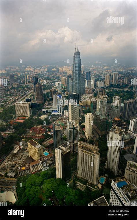 Malaysia Kuala Lumpur View From Kl Tower With Petronas Towers Stock