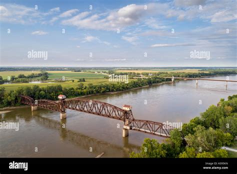 Historic Railroad Katy Bridge Over Missouri River At Boonville With A